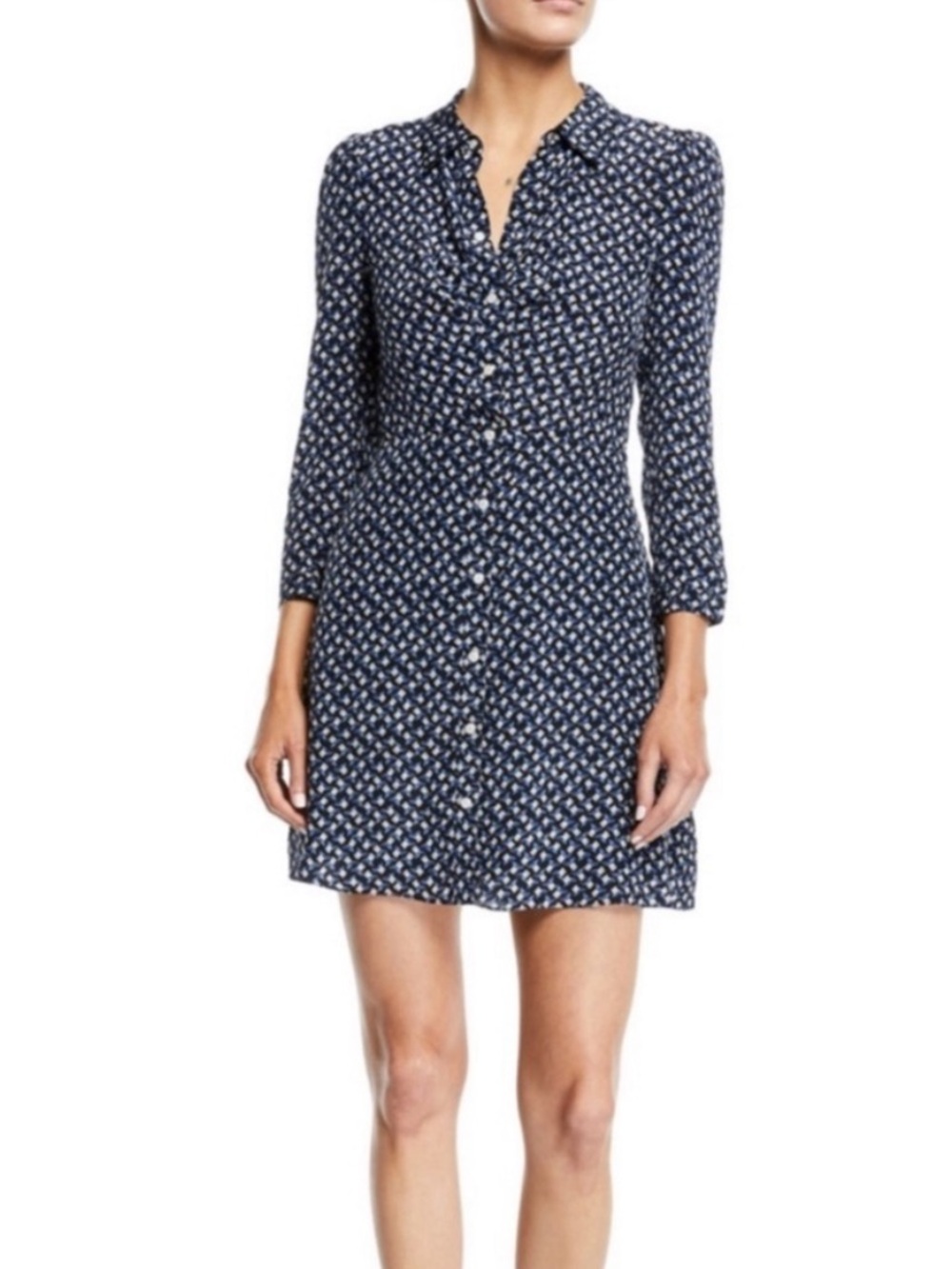 Veronica Beard Silk Floral Long Sleeve Mini Length Button Front Dress Size 6